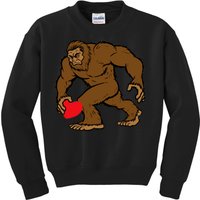 Valentines Day Bigfoot Heart Sasquatch Kids Sweatshirt