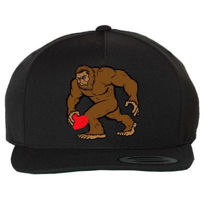 Valentines Day Bigfoot Heart Sasquatch Wool Snapback Cap