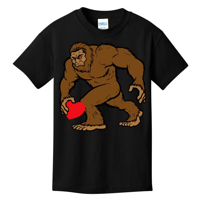 Valentines Day Bigfoot Heart Sasquatch Kids T-Shirt