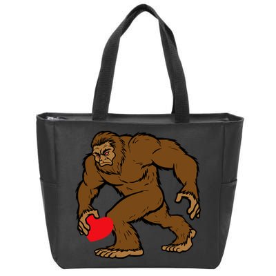 Valentines Day Bigfoot Heart Sasquatch Zip Tote Bag