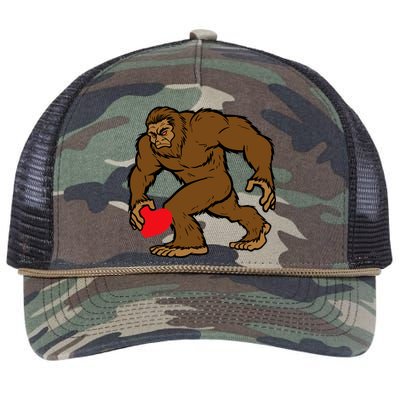 Valentines Day Bigfoot Heart Sasquatch Retro Rope Trucker Hat Cap