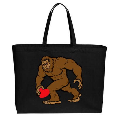 Valentines Day Bigfoot Heart Sasquatch Cotton Canvas Jumbo Tote