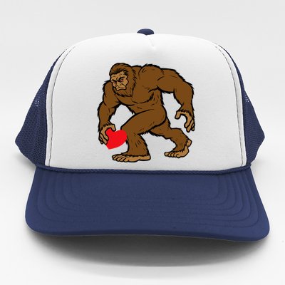 Valentines Day Bigfoot Heart Sasquatch Trucker Hat