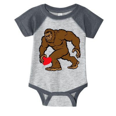 Valentines Day Bigfoot Heart Sasquatch Infant Baby Jersey Bodysuit