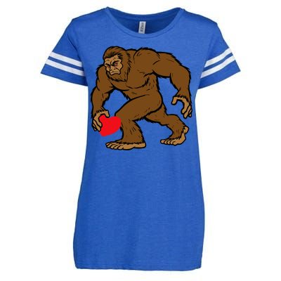 Valentines Day Bigfoot Heart Sasquatch Enza Ladies Jersey Football T-Shirt