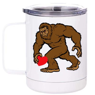 Valentines Day Bigfoot Heart Sasquatch 12 oz Stainless Steel Tumbler Cup