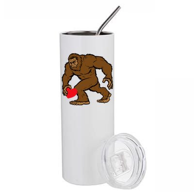 Valentines Day Bigfoot Heart Sasquatch Stainless Steel Tumbler