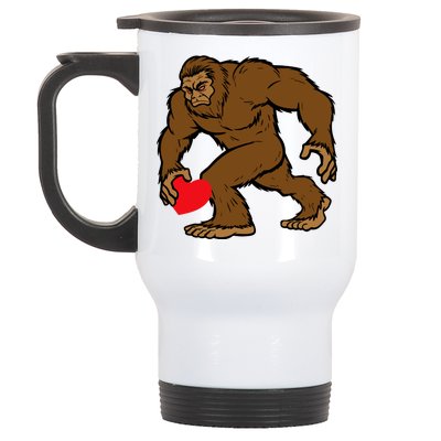 Valentines Day Bigfoot Heart Sasquatch Stainless Steel Travel Mug