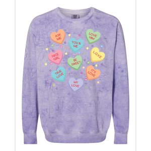 Valentine's Day Candy Hearts Colorblast Crewneck Sweatshirt