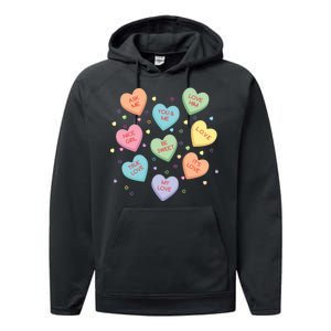 Valentine's Day Candy Hearts Performance Fleece Hoodie