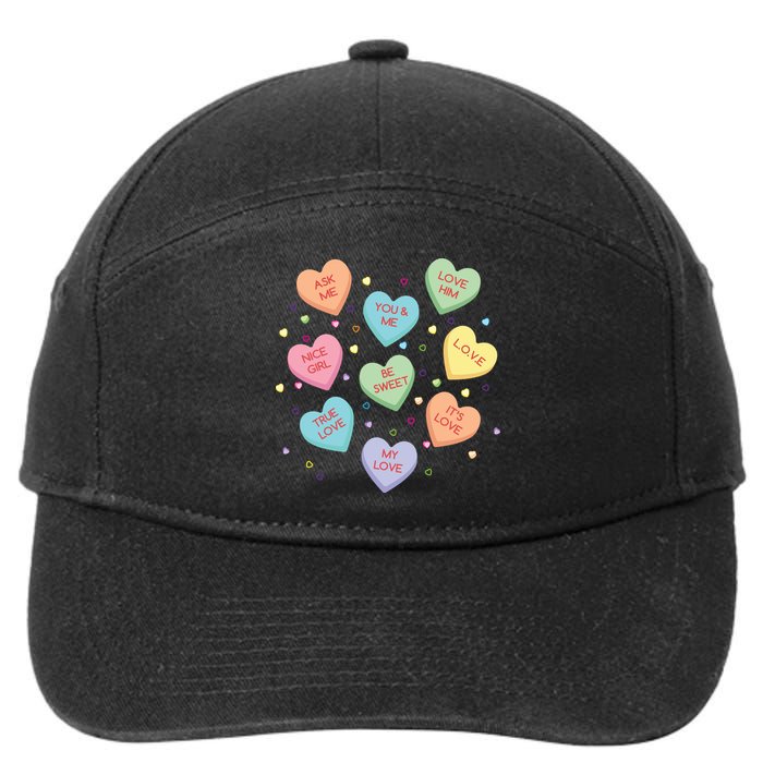 Valentine's Day Candy Hearts 7-Panel Snapback Hat