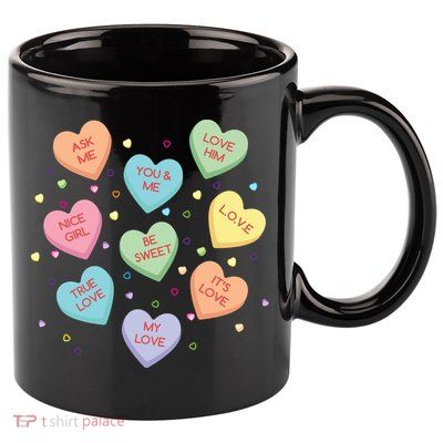 Valentine's Day Candy Hearts 11oz C Handle Ceramic Mug
