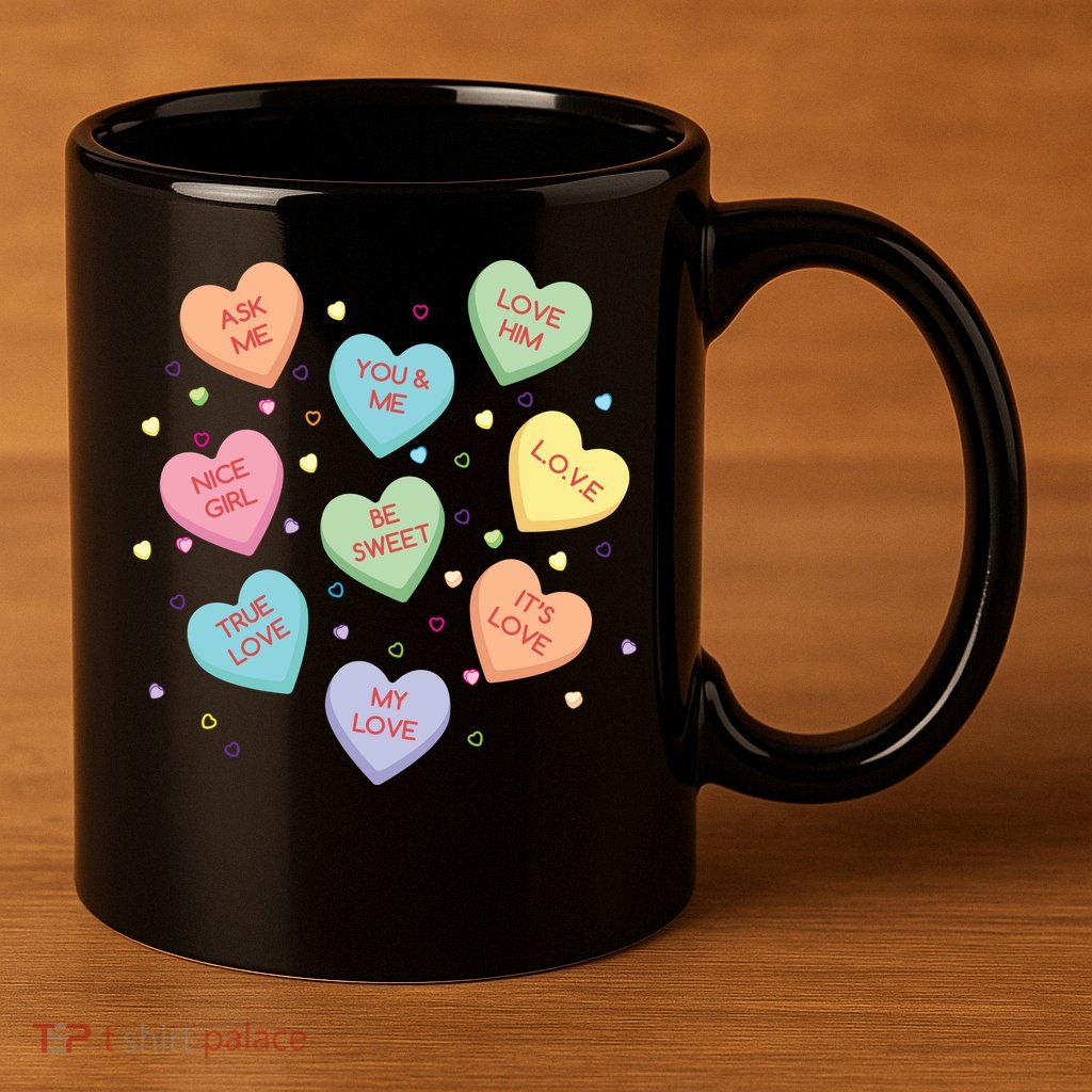 Valentine's Day Candy Hearts 11oz C Handle Ceramic Mug