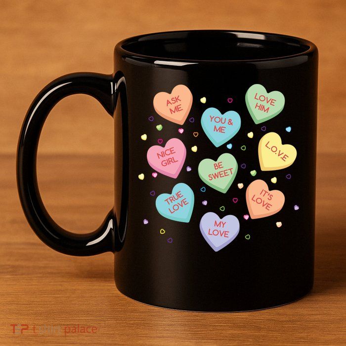 Valentine's Day Candy Hearts 11oz C Handle Ceramic Mug
