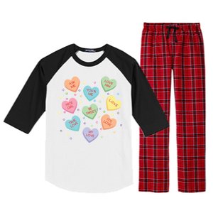 Valentine's Day Candy Hearts Raglan Sleeve Pajama Set