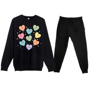 Valentine's Day Candy Hearts Premium Crewneck Sweatsuit Set