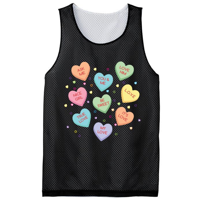 Valentine's Day Candy Hearts Mesh Reversible Basketball Jersey Tank