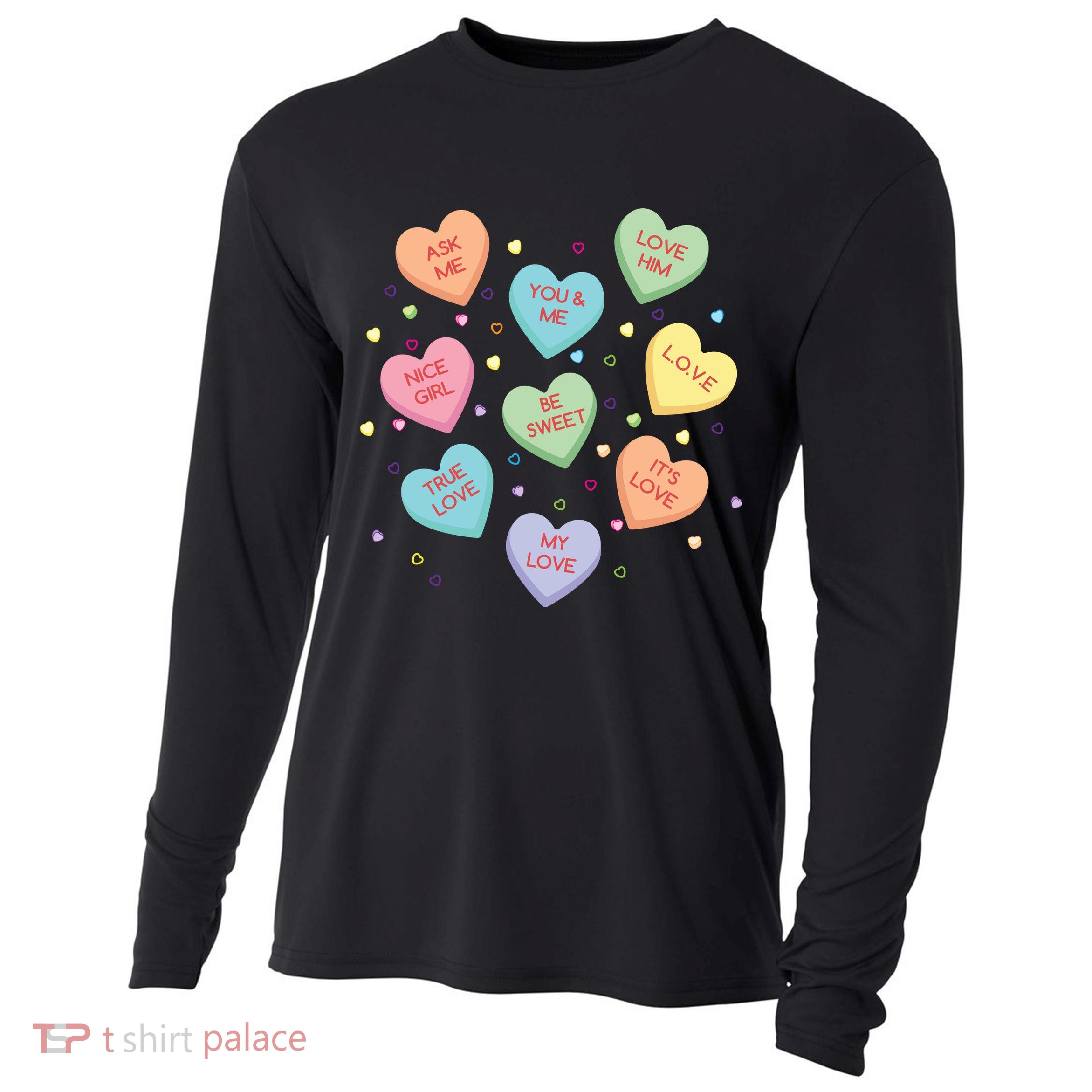 Valentine's Day Candy Hearts Cooling Performance Long Sleeve Crew