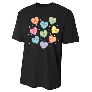 Valentine's Day Candy Hearts Performance Sprint T-Shirt