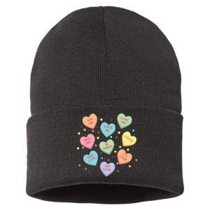 Valentine's Day Candy Hearts Sustainable Knit Beanie