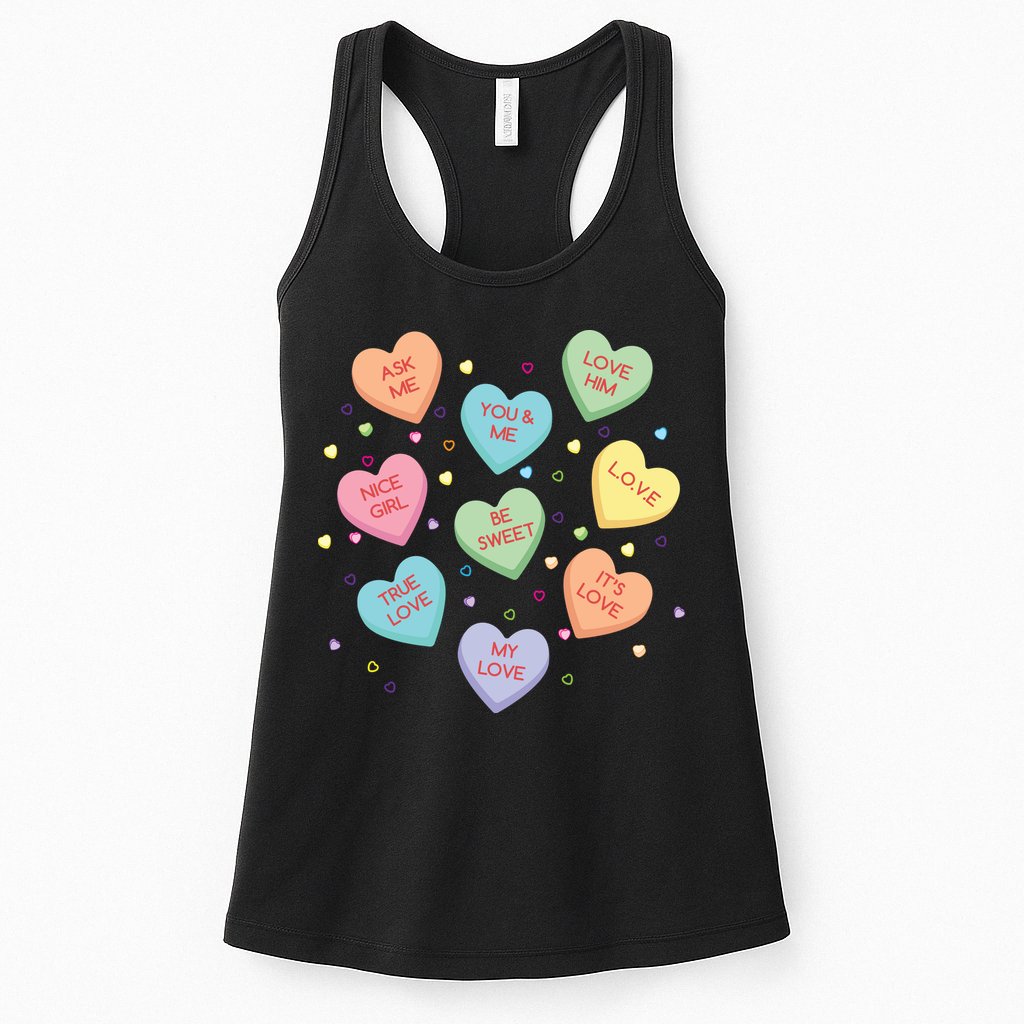 Valentine's Day Candy Hearts Womens Tank Top