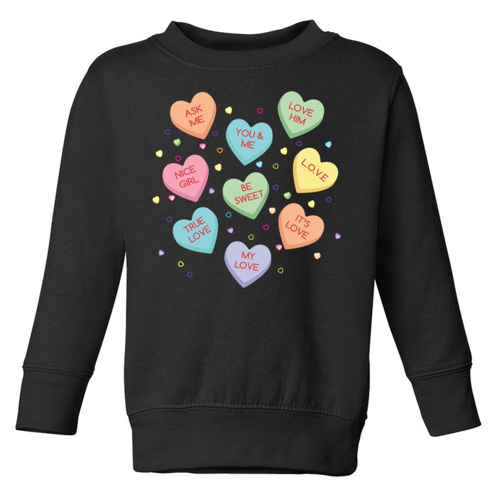 Valentine's Day Candy Hearts Toddler Sweatshirt