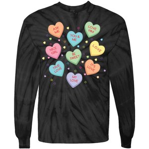 Valentine's Day Candy Hearts Tie-Dye Long Sleeve Shirt