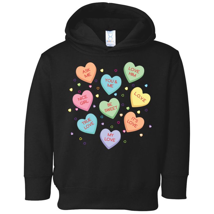 Valentine's Day Candy Hearts Toddler Hoodie