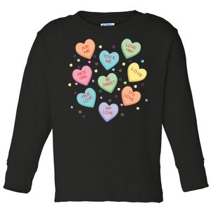 Valentine's Day Candy Hearts Toddler Long Sleeve Shirt