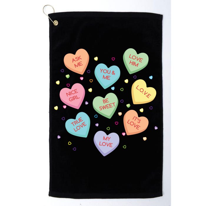 Valentine's Day Candy Hearts Golf Towel