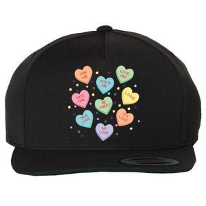 Valentine's Day Candy Hearts Wool Snapback Cap