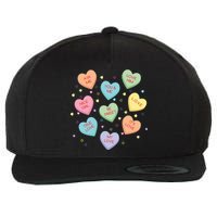 Valentine's Day Candy Hearts Wool Snapback Cap