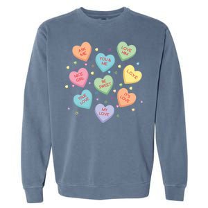 Valentine's Day Candy Hearts Garment-Dyed Sweatshirt