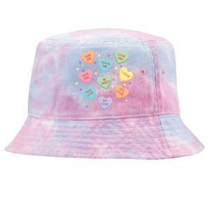 Valentine's Day Candy Hearts Tie-Dyed Bucket Hat