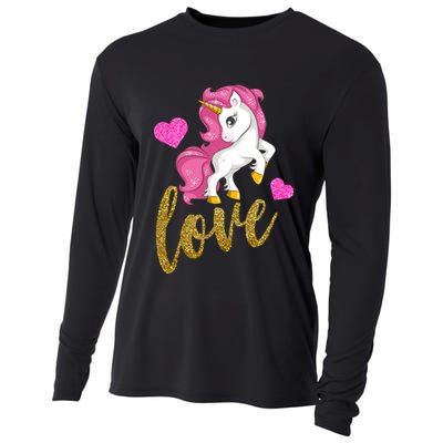 Valentines Day Cute Unicorn Love Cooling Performance Long Sleeve Crew