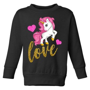 Valentines Day Cute Unicorn Love Toddler Sweatshirt