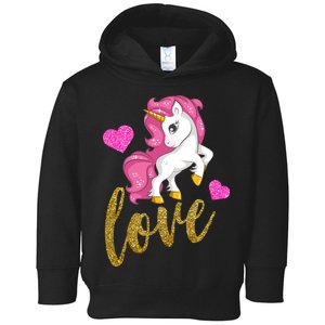 Valentines Day Cute Unicorn Love Toddler Hoodie