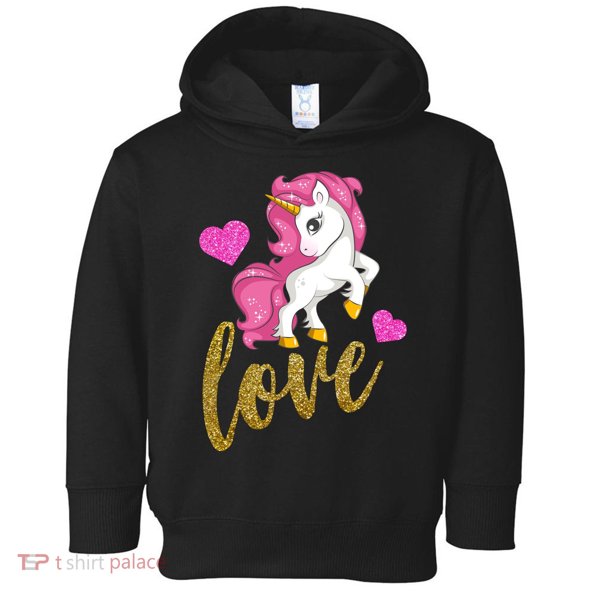 Valentines Day Cute Unicorn Love Toddler Hoodie