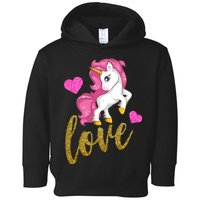 Valentines Day Cute Unicorn Love Toddler Hoodie