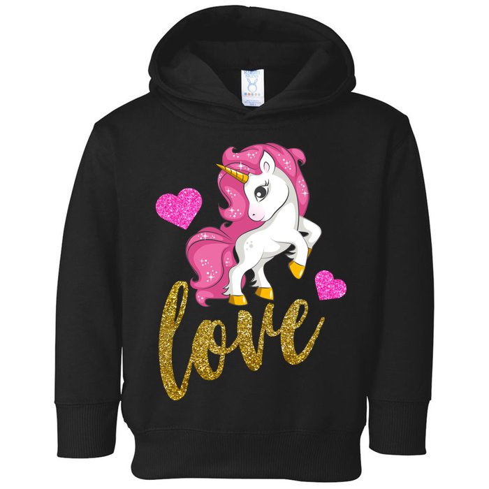 Valentines Day Cute Unicorn Love Toddler Hoodie