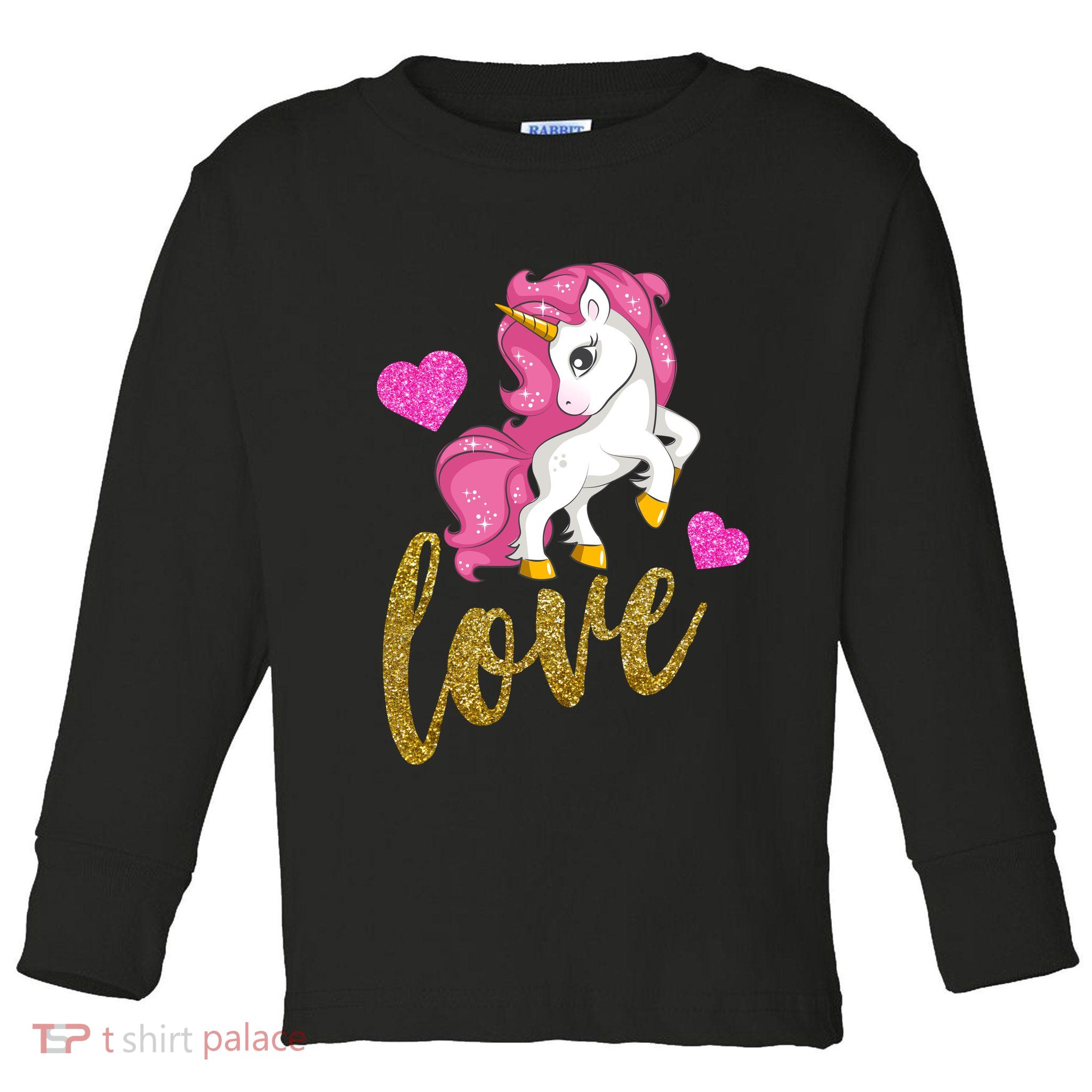Valentines Day Cute Unicorn Love Toddler Long Sleeve Shirt