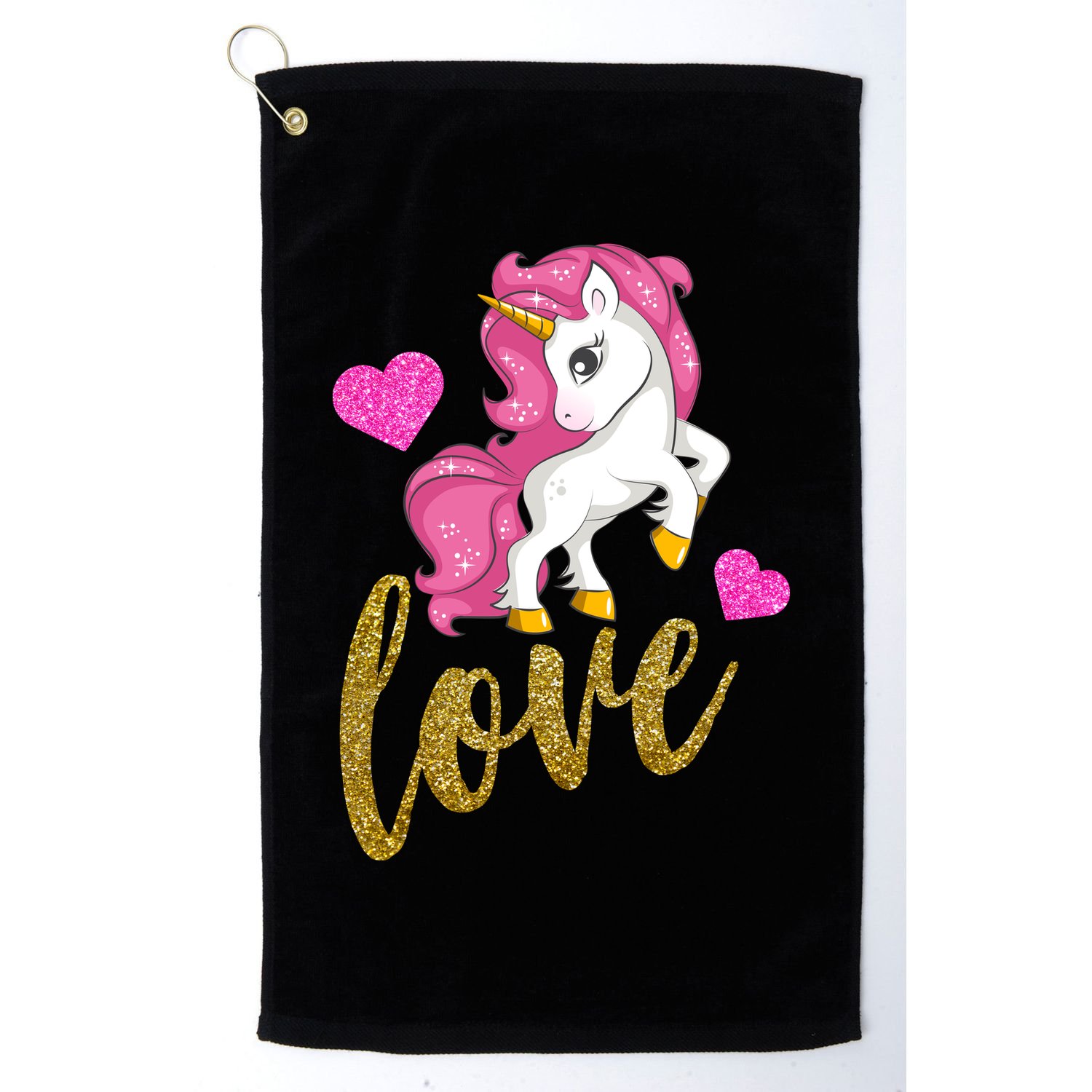 Valentines Day Cute Unicorn Love Golf Towel