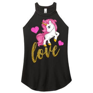 Valentines Day Cute Unicorn Love Women’s Perfect Tri Rocker Tank