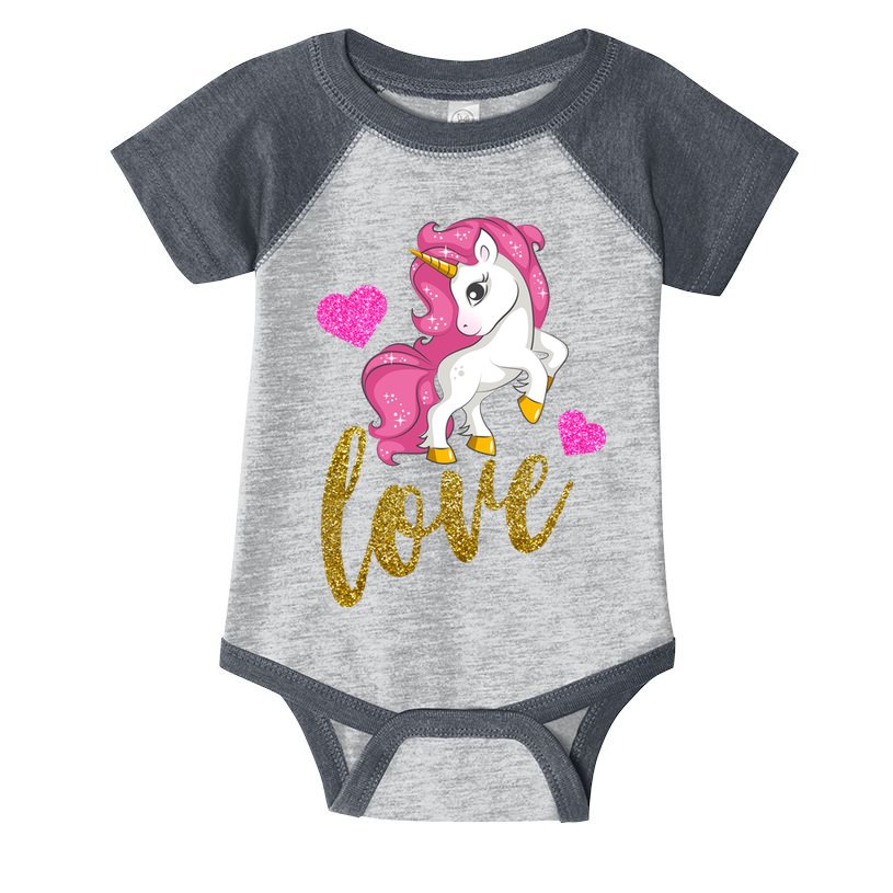 Valentines Day Cute Unicorn Love Infant Baby Jersey Bodysuit