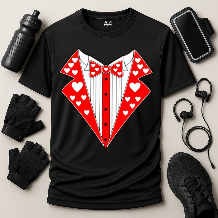 Valentine's Day Heart Tuxedo Performance Shirt