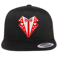 Valentine's Day Heart Tuxedo Flat Bill Trucker Hat