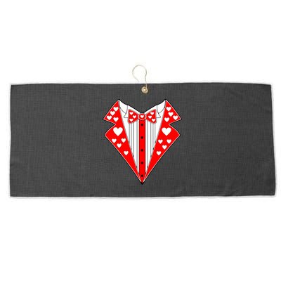 Valentine's Day Heart Tuxedo Large Microfiber Waffle Golf Towel