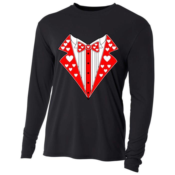Valentine's Day Heart Tuxedo Cooling Performance Long Sleeve Crew