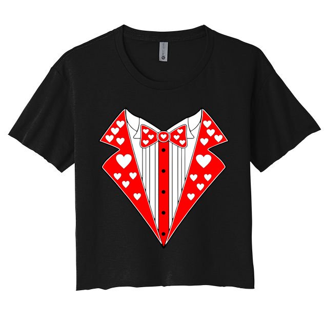 Valentine's Day Heart Tuxedo Women's Crop Top Tee