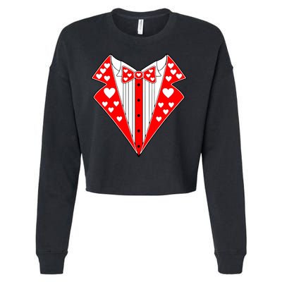 Valentine's Day Heart Tuxedo Cropped Pullover Crew
